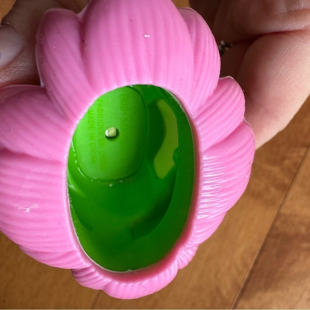 Vibrant Green Frog Yoga with Pink Petals Sanitizer Key Chain - Picture 5 of 5